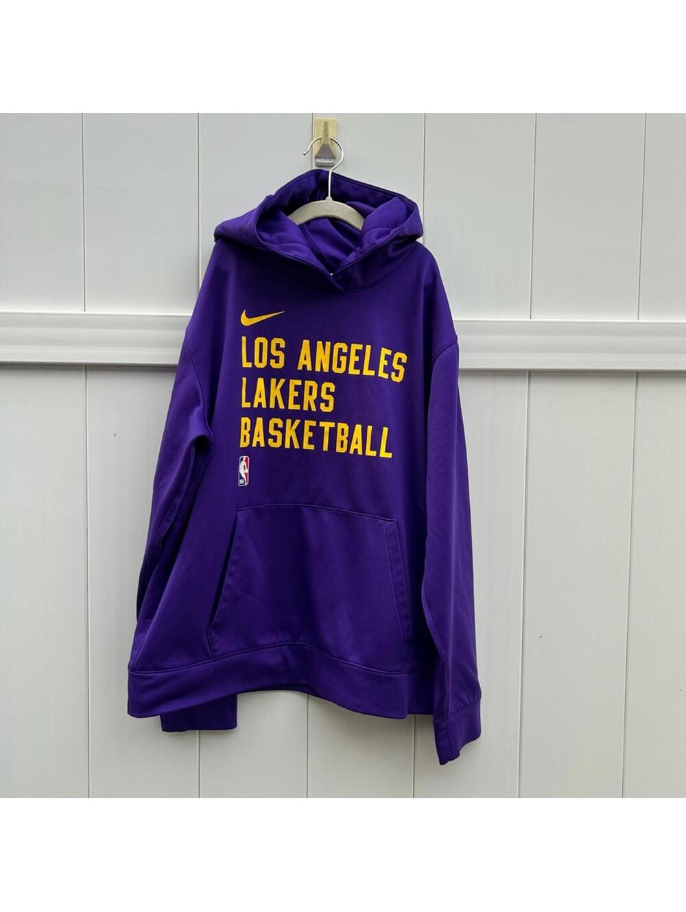 Los Angeles Lakers Hoodie Purple NBA Basketball Nike DRI-FIT | Kids Large 14-16 - Picture 2 of 12